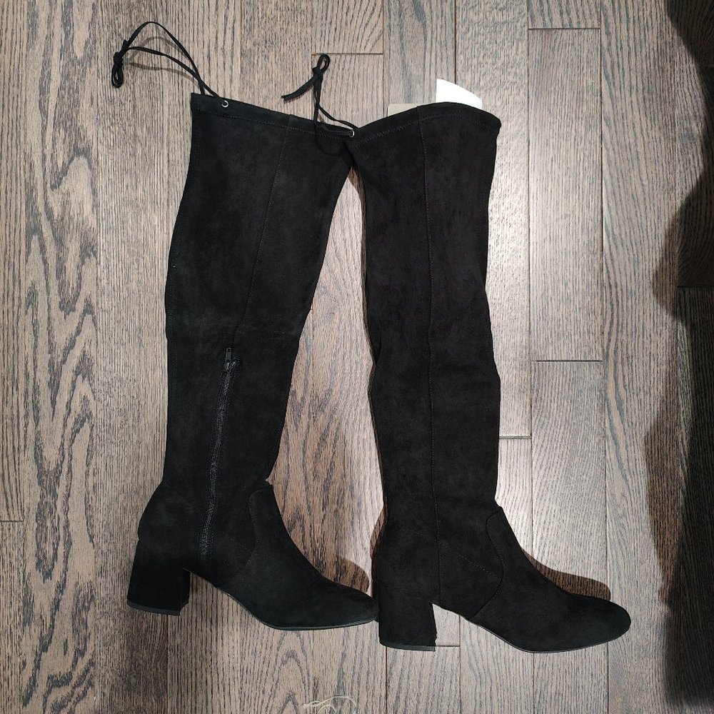 Sugar Ollie Black Faux Suede Tall Boots NEW Size 10